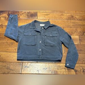 The Normal Brand Gray Cropped Utility Chore Jacket Button Front Workwear Women’s